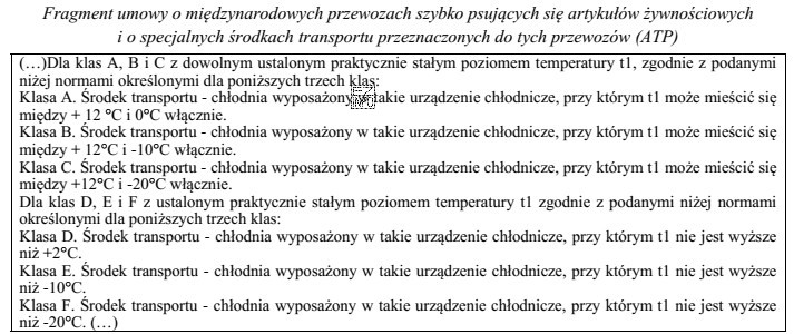 Na podstawie zamieszczonego fragmentu umowy, określ klasy środków 