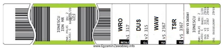 Na podstawie etykiety bagażowej wskaż docelowy port lotniczy w 