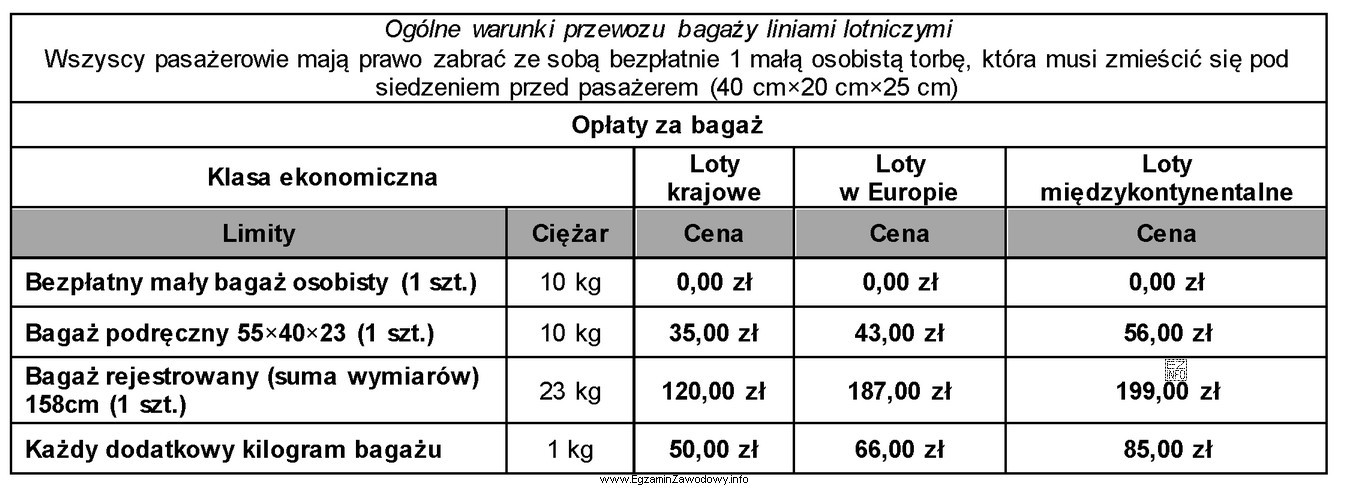 Ile zapłaci za bagaż pasażer, który leci 