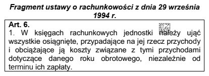 Którą zasadę rachunkowości opisuje przedstawiony fragment ustawy o 