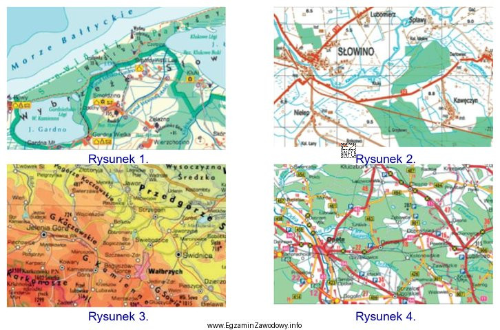 Który rysunek przedstawia fragment mapy samochodowej?