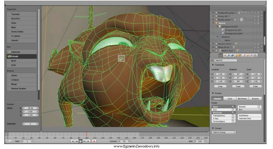 Na ilustracji przedstawiono etap tworzenia obiektu 3D nazywany