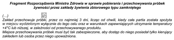 Który sposób przechowywania próbek żywności jest 