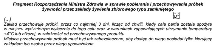 Który sposób przechowywania próbek żywności 