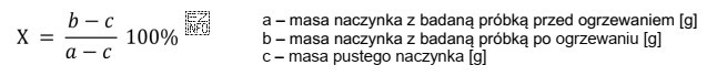 Próbkę żywności poddano ogrzewaniu w suszarce laboratoryjnej, a 