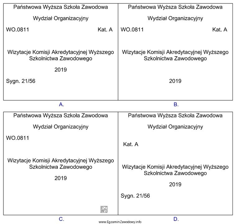 Która z zamieszczonych fiszek, imitujących teczki aktowe zawiera 
