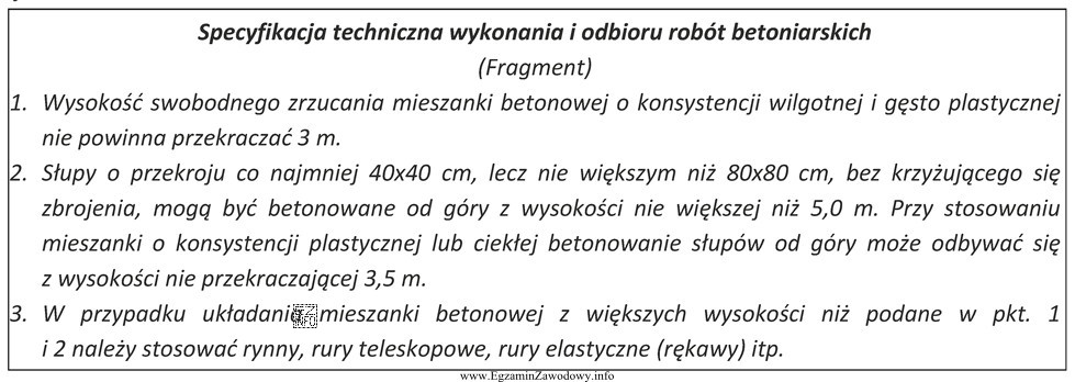 Korzystając z informacji zawartych we fragmencie specyfikacji technicznej wykonania 