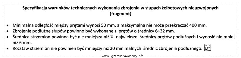 Na podstawie Specyfikacji warunków technicznych wykonania zbrojenia w sł
