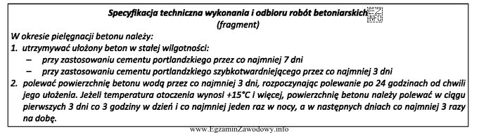 Zgodnie z przedstawionym fragmentem specyfikacji technicznej wykonania i odbioru robó