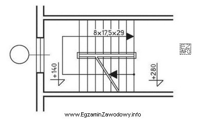 Na rysunku przedstawiono rzut klatki schodowej budynku wielokondygnacyjnego. Jest to 