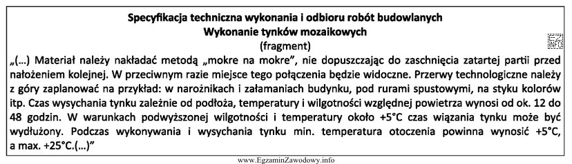 Na podstawie fragmentu specyfikacji technicznej określ, w których 