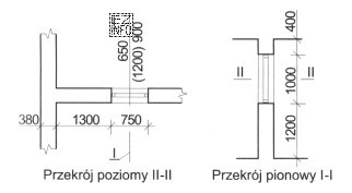 Otwór w przegrodzie budynku przedstawiony na rysunkach jest otworem