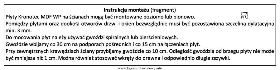 Na podstawie przedstawionej instrukcji montażu płyt Kronotec MDF 