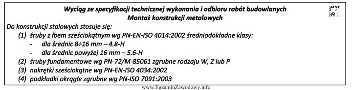 Na podstawie wyciągu ze specyfikacji technicznej wykonania i odbioru 