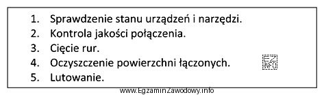 Uszereguj, zgodnie z wytycznymi technologicznymi, zamieszczone w tabeli czynności 