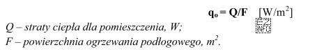 Straty ciepła dla pomieszczenia o wymiarach 4 x 6 m wynoszą 1680 