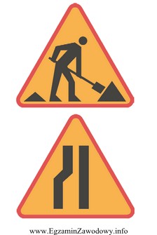 Przedstawione oznakowanie pionowe ostrzega użytkowników drogi o prowadzonych 