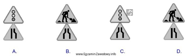 Którym zestawem znaków należy oznakować obustronnie zwęż