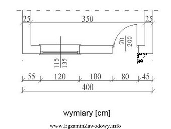 Szerokość okna przedstawionego na fragmencie rzutu pomieszczenia wynosi