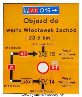 Na zamieszczonej tablicy informującej kierowców o przebiegu wyznaczonego 