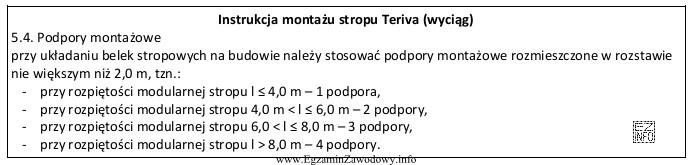 Na podstawie przedstawionego wyciągu z instrukcji montażu okreś