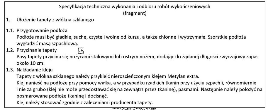 Korzystając ze specyfikacji technicznej wykonania i odbioru robót 