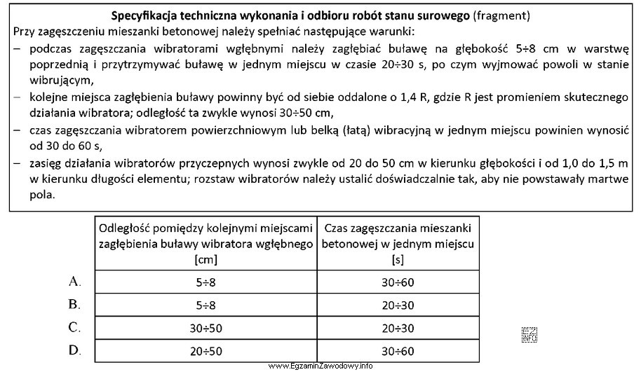 Korzystając z fragmentu specyfikacji technicznej wykonania i odbioru robó