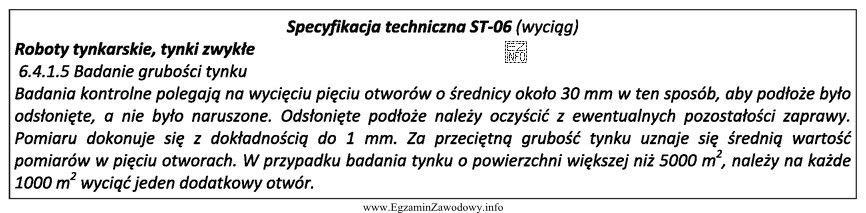 Na podstawie przedstawionego wyciągu ze specyfikacji technicznej wskaż, ile 