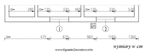 Na podstawie fragmentu rysunku inwentaryzacyjnego budynku określ szerokość 