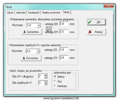 Na podstawie widoku okna dialogowego programu kartograficznego, określ rozmiar 