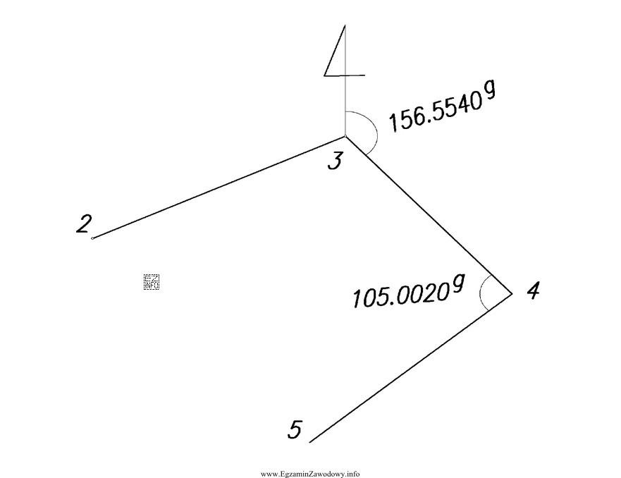 W ciągu poligonowym azymut boku 3-4 równa się 156,5540<