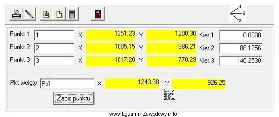 Przedstawione okno programu geodezyjnego służy do obliczenia współ