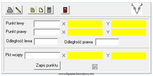 Zamieszczone okno programu geodezyjnego przeznaczone jest do obliczeń współrzę