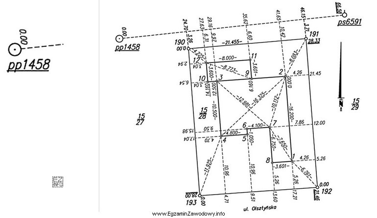 Element oznaczony na przedstawionym szkicu dokumentacyjnym numerem pp1458 oznacza punkt