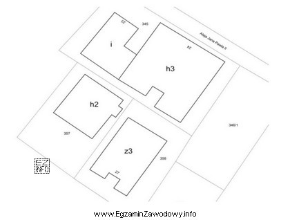 Na fragmencie wyrysu z mapy ewidencyjnej symbolem z3 oznaczono budynek