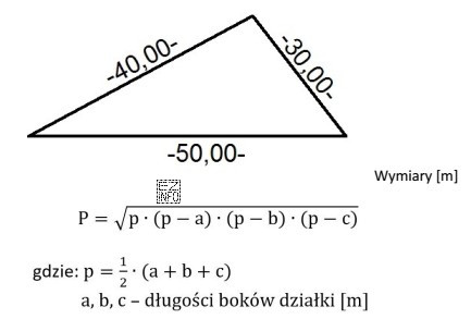 Oblicz pole powierzchni działki na podstawie szkicu poglądowego 