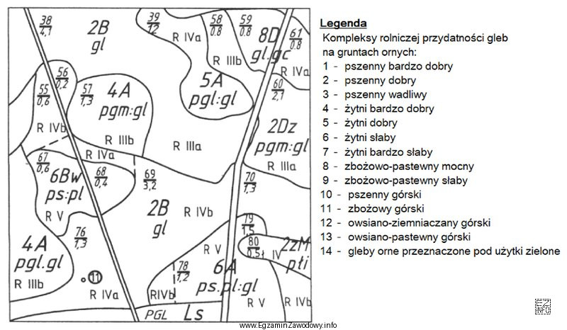 Na podstawie przedstawionego fragmentu mapy glebowo-rolniczej wskaż numer konturu, do 