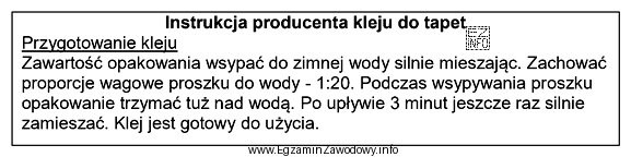 Na podstawie instrukcji producenta określ, ile wody należy 