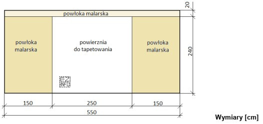 Na podstawie rysunku oblicz ile wynosi powierzchnia ściany przeznaczonej do 