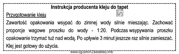 Na podstawie instrukcji producenta określ, ile wody należy 