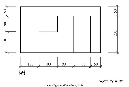 Ile wynosi powierzchnia otworu okiennego na przedstawionym widoku ściany?