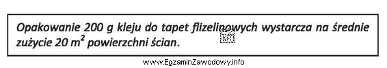 Na podstawie instrukcji producenta oblicz, ile kleju trzeba przygotować do 