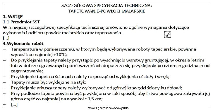 Na podstawie fragmentu specyfikacji technicznej określ, kiedy najwcześniej 