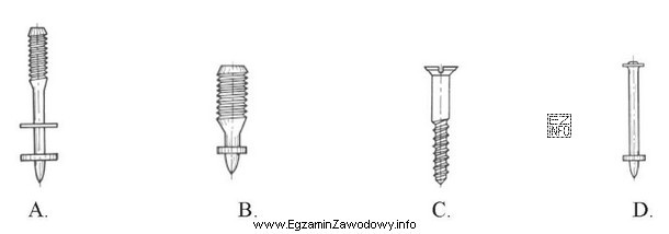 Na którym rysunku pokazany jest wkręt do drewna 
