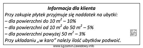 Korzystając z przedstawionej informacji dla klienta, oblicz ile pł