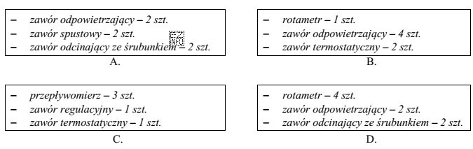 Określ zapotrzebowanie do uzbrojenia rozdzielacza instalacji grzejnikowej centralnego ogrzewania.