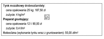 Na podstawie danych zawartych w tabeli oblicz całkowity koszt 