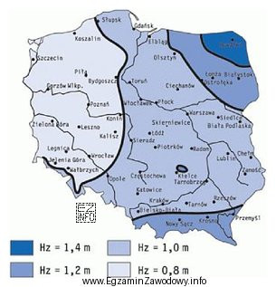 Na podstawie mapy stref przemarzania gruntu określ, na jakiej 