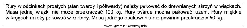 Jakiego rodzaju rur dotyczy opis przygotowania materiałów do transportu, 