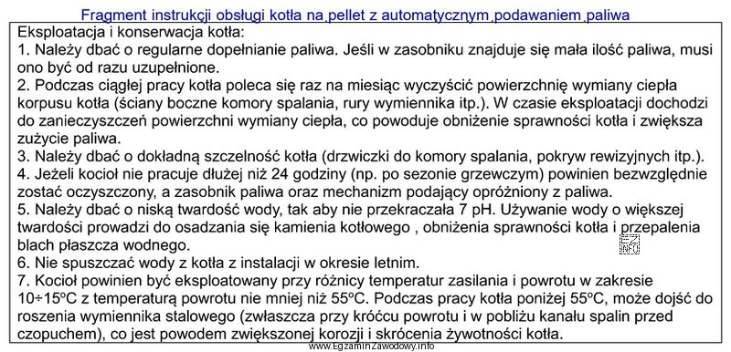 Na podstawie zamieszczonego fragmentu instrukcji obsługi kotła na 